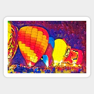 Night Hot Air Balloon Festival In Fauvism Sticker